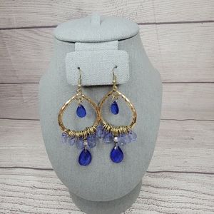 Blue, Gold statement earrings